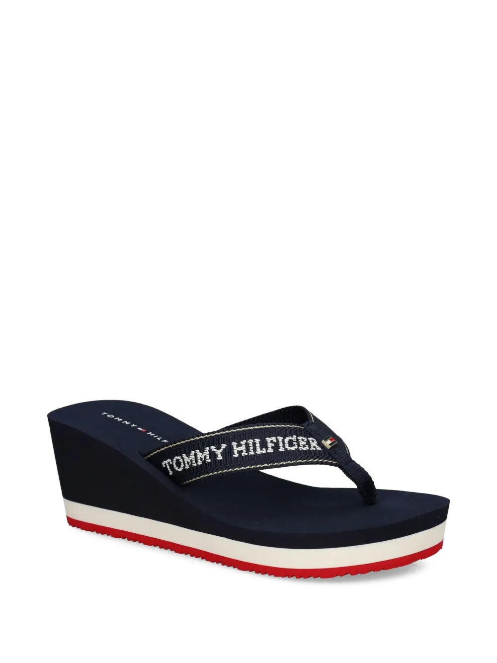 Tommy Hilfiger Logo-detail Wedge Flip-flops In Blue