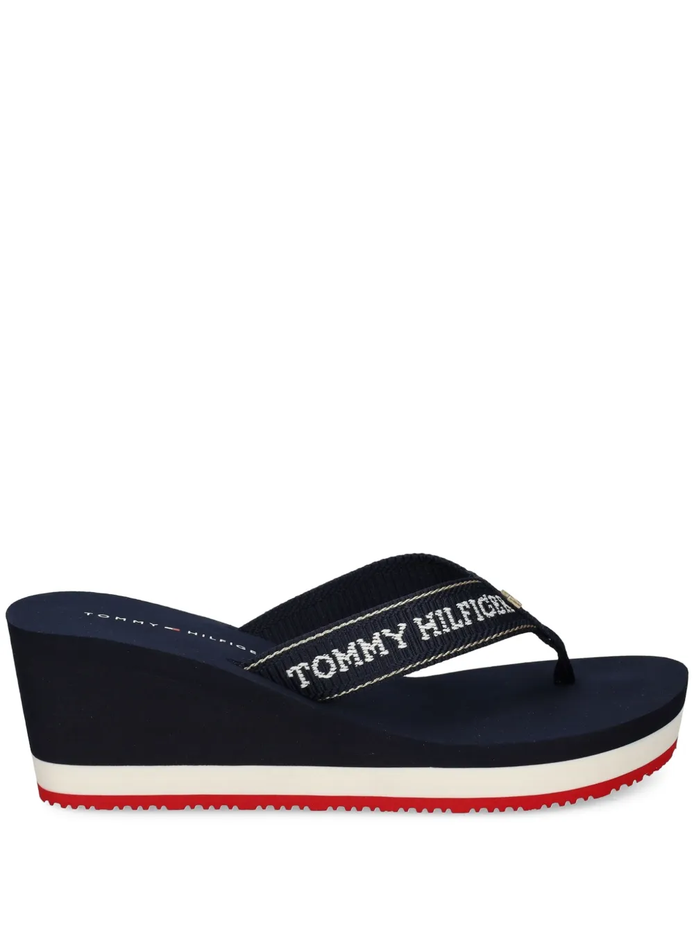 Tommy Hilfiger Logo-detail Wedge Flip-flops In Blue