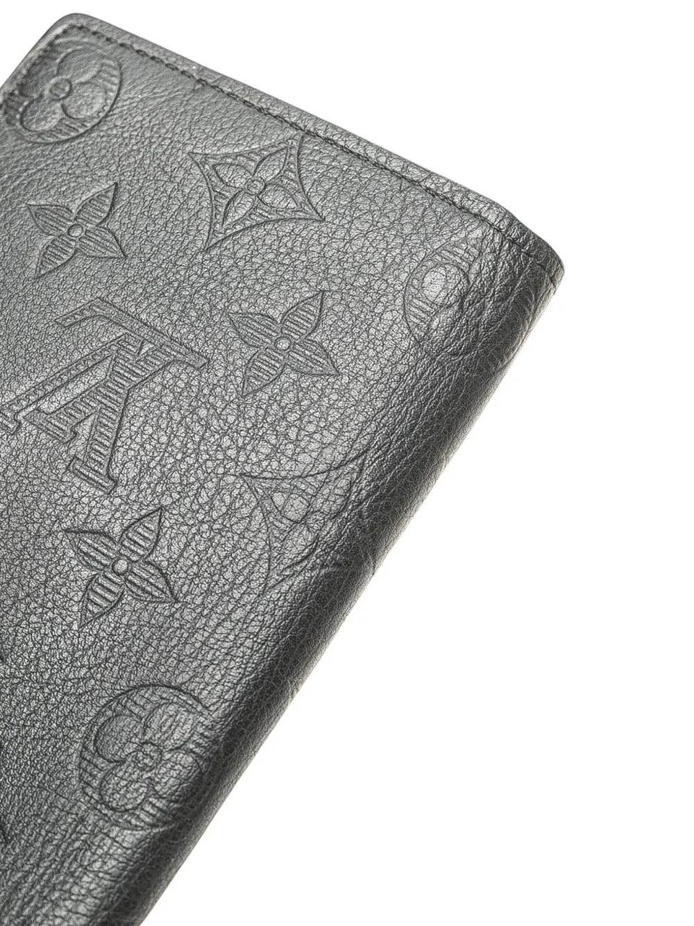 Pre-owned Louis Vuitton 2010-2025 Monogram Shadow Brazza Wallet Long Wallets In Black