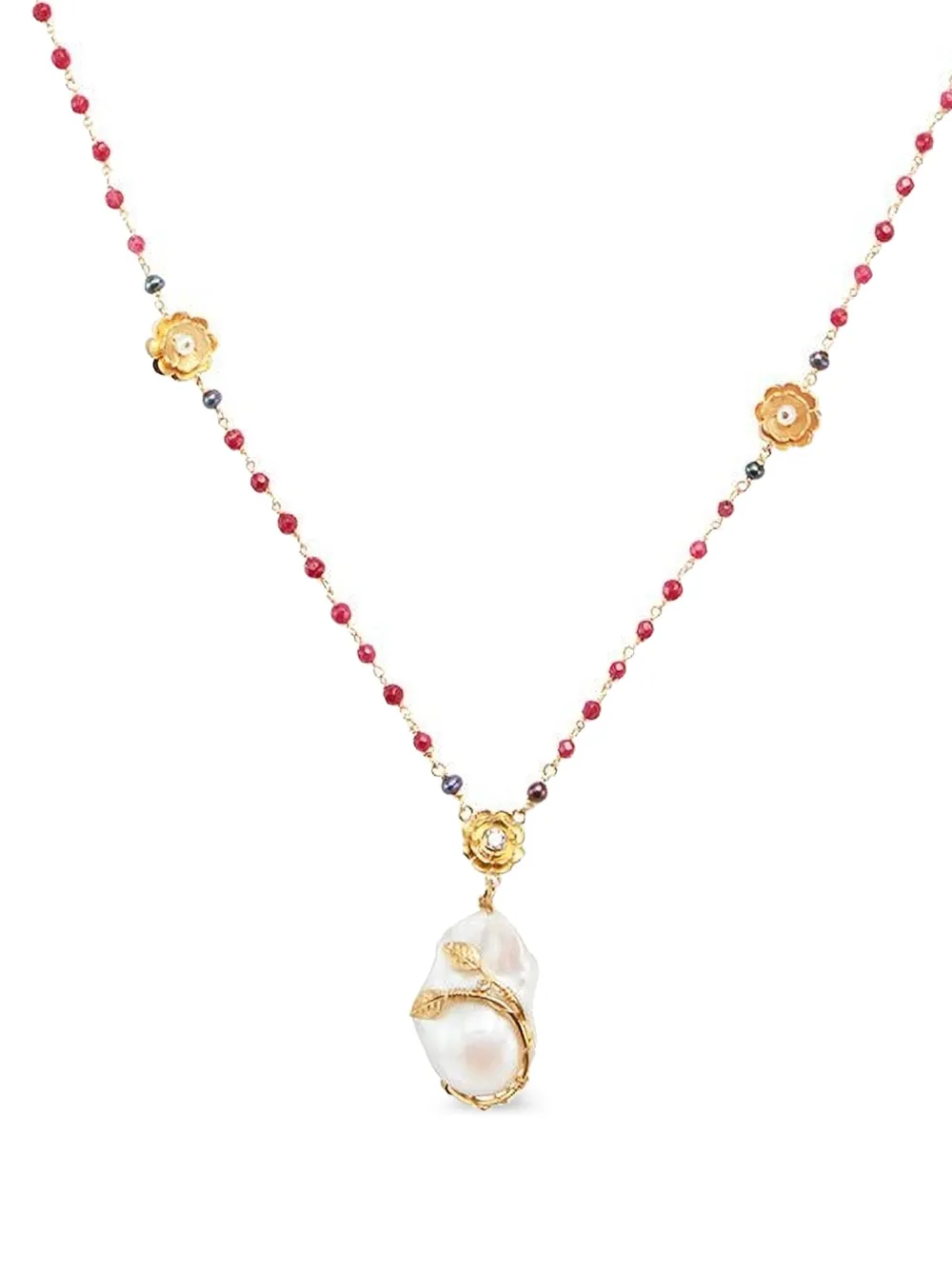 Of Rare Origin Hedera Flower-charm Necklace In Gold
