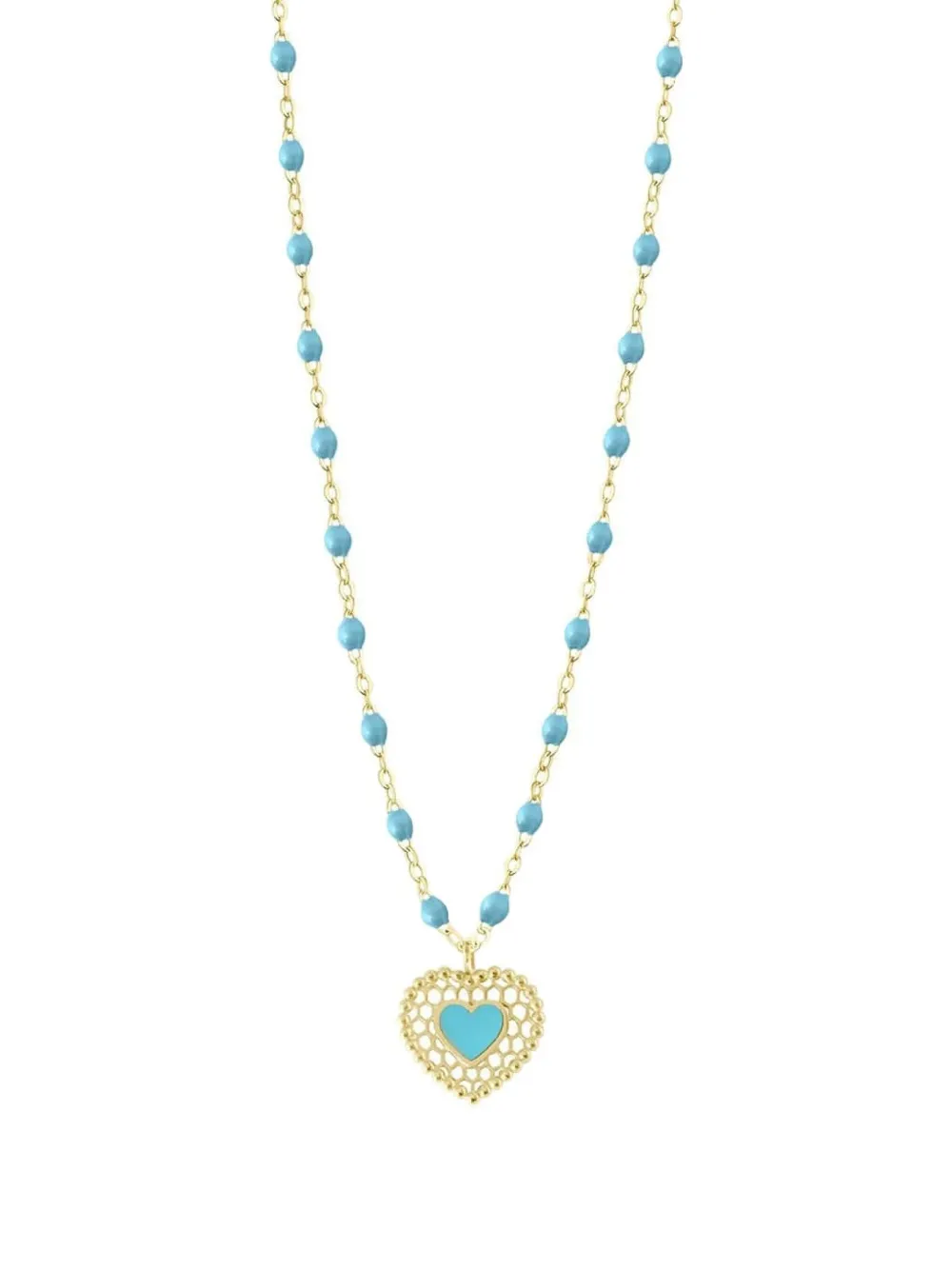 Gigi Clozeau 18kt Lace Heart Gelbgoldhalskette mit Türkis