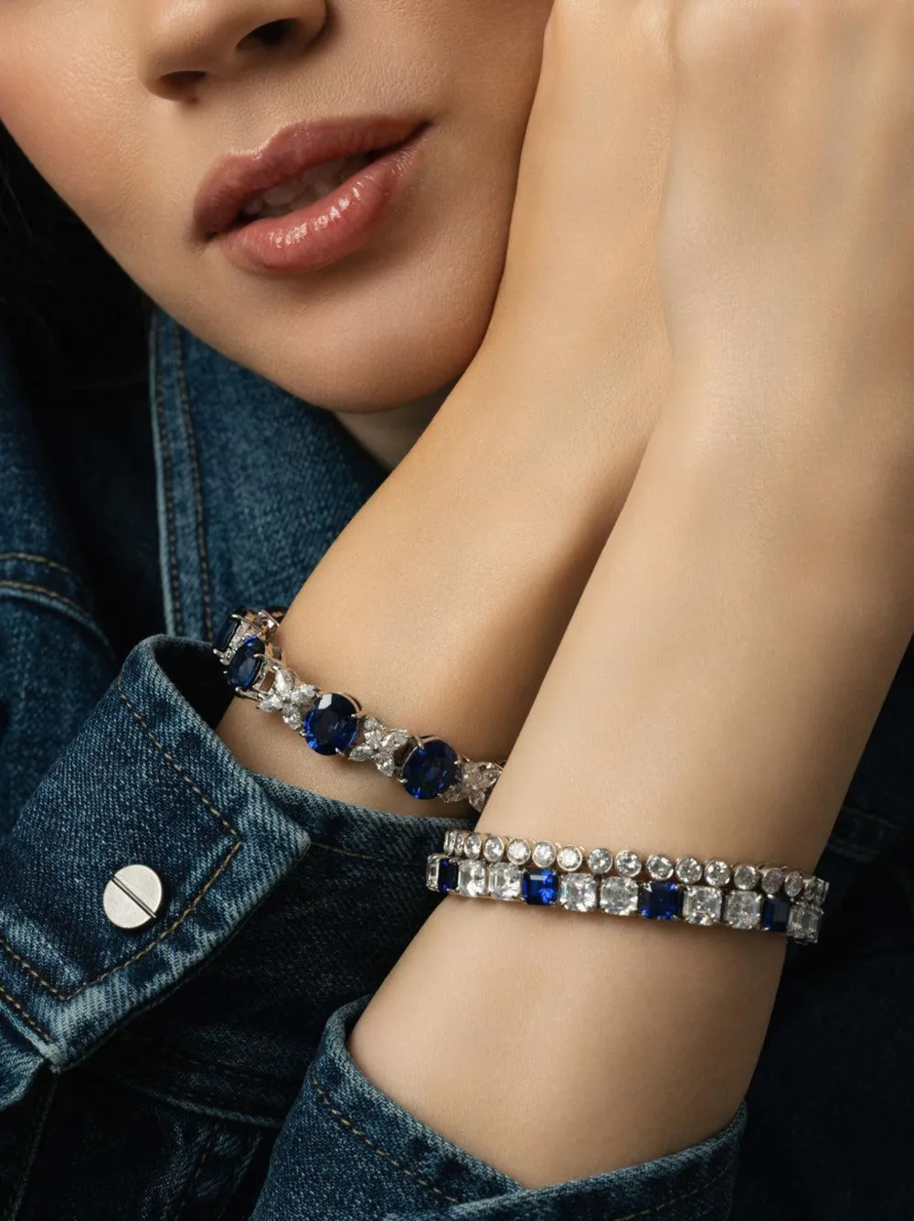 Fantasia by Deserio Armband met saffier - Zilver