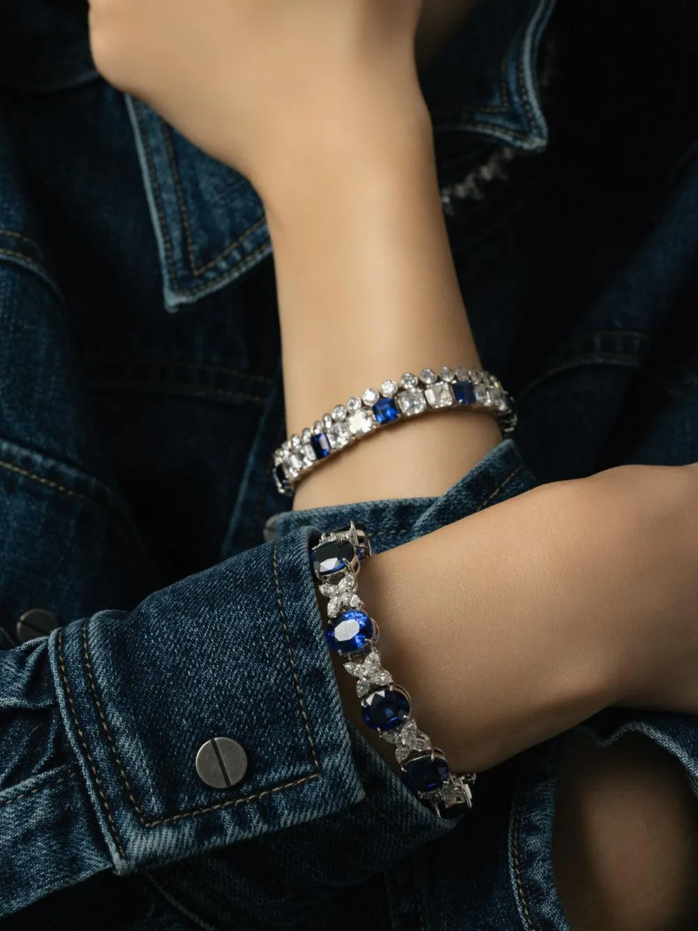 Fantasia By Deserio Sapphire Tennis Bracelet In Metallic