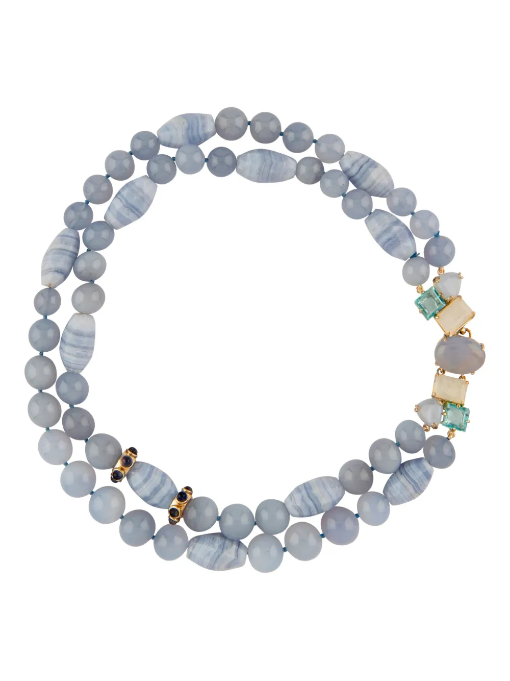 Bounkit Jewelry Collana Lace con agata - Blu