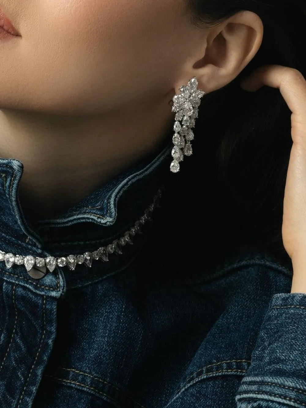 Fantasia by Deserio Shooting Star oorbellen met cluster - Zilver
