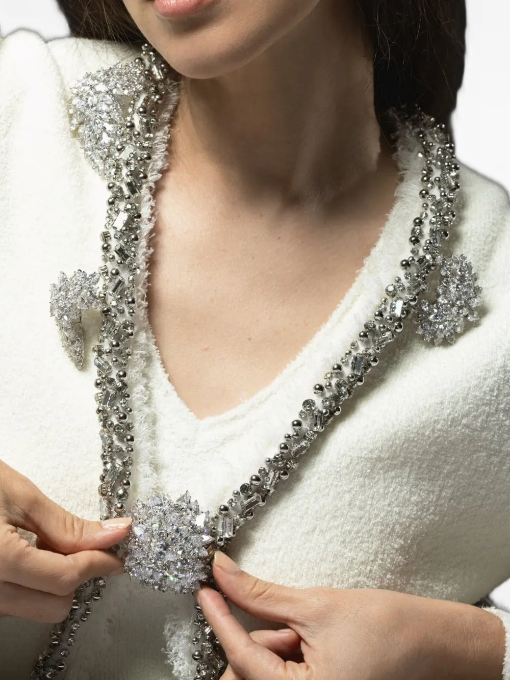 Fantasia By Deserio Crescent Diamond Brooch In Metallic