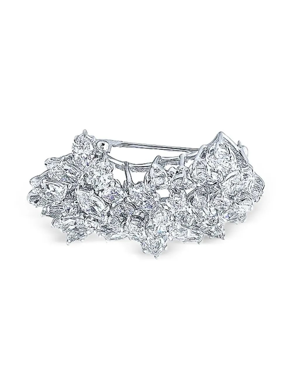 Fantasia By Deserio Crescent Diamond Brooch In Metallic