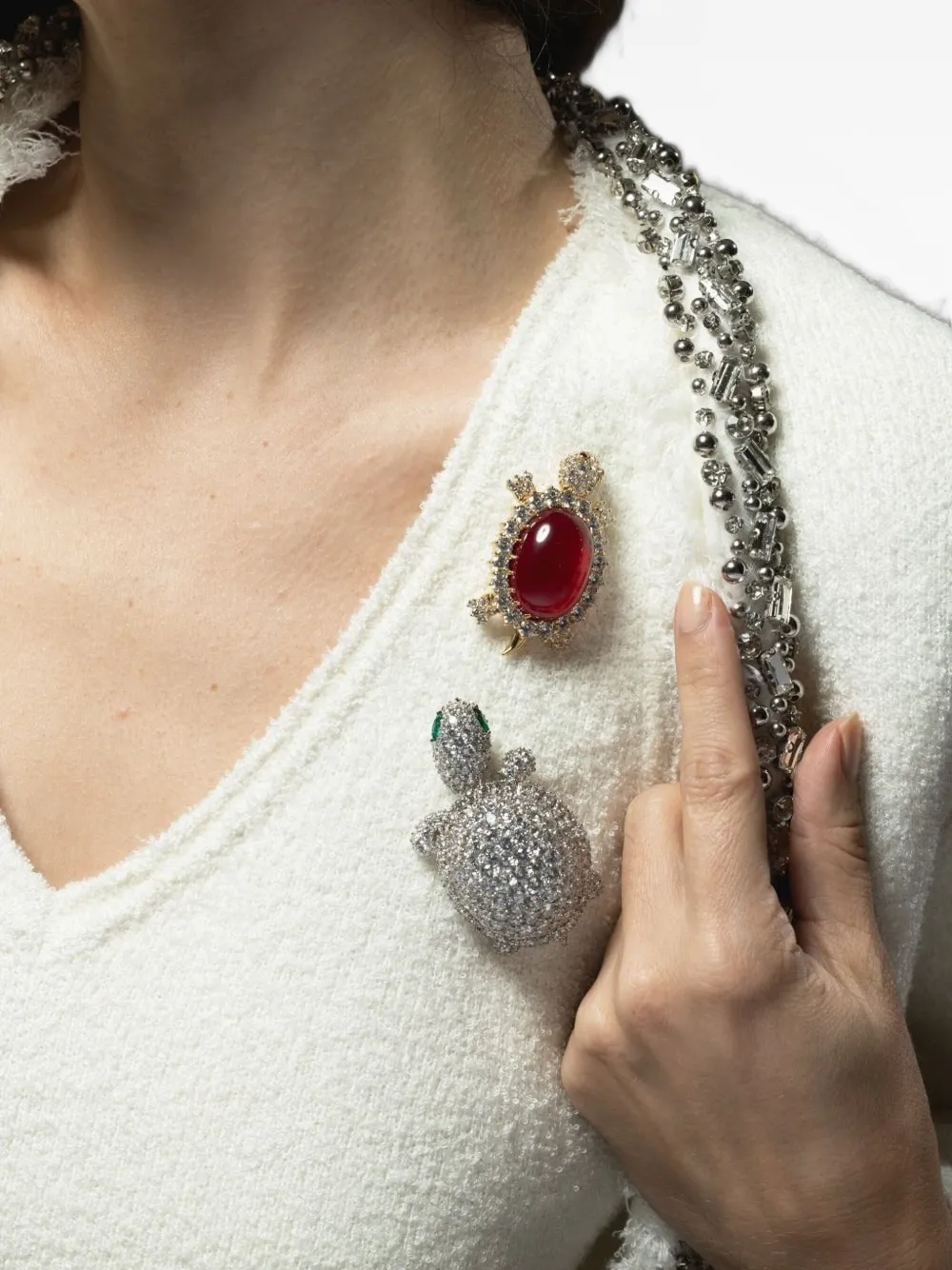 Fantasia By Deserio Crystal-embellished Turtle Brooch In Metallic