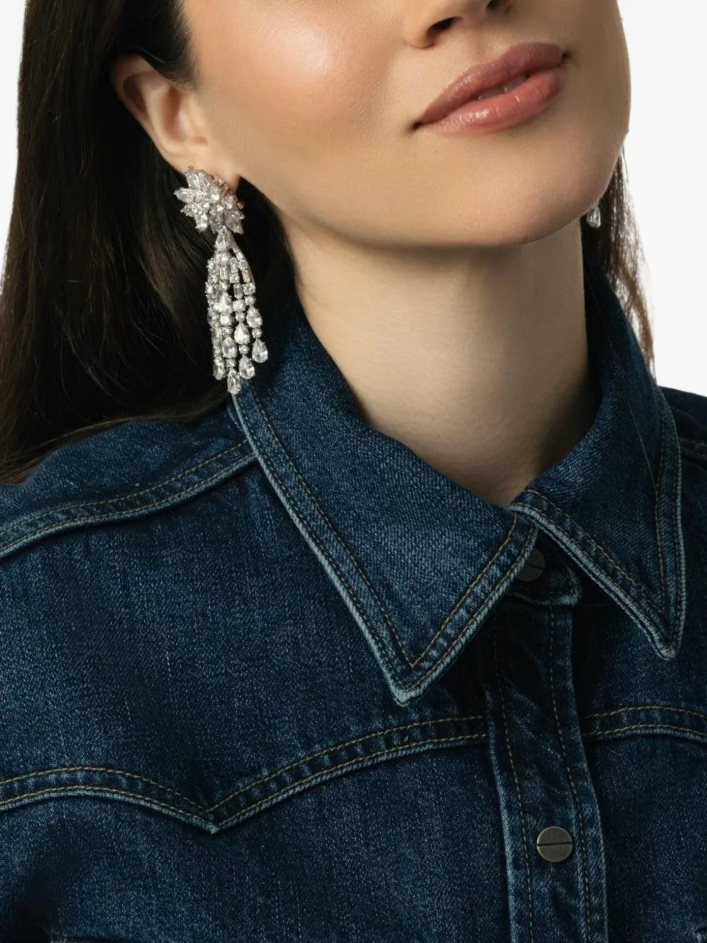 Fantasia by Deserio Cluster Waterfall earrings - Zilver