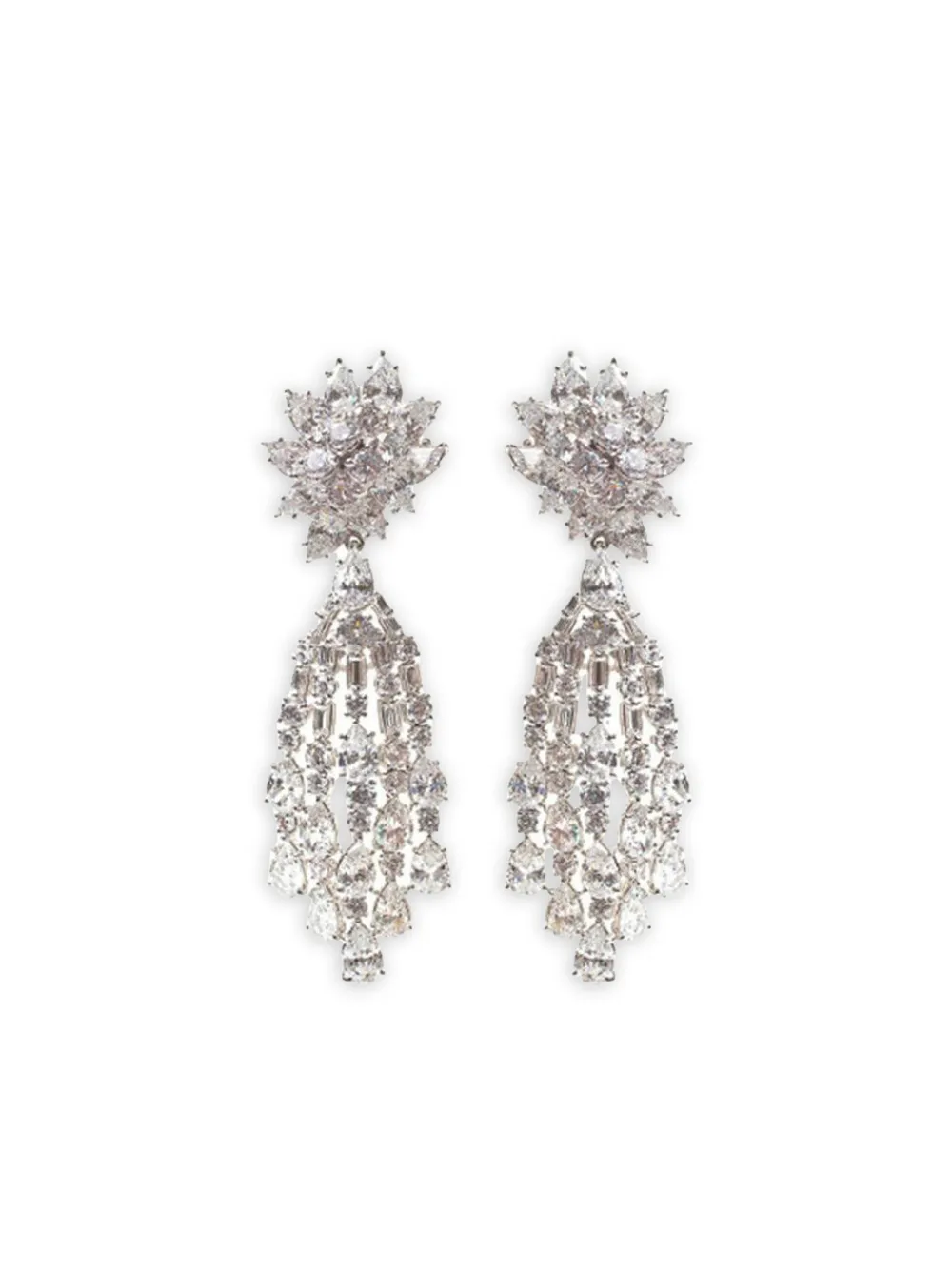 Fantasia by Deserio Cluster Waterfall earrings | Silver | Image 1