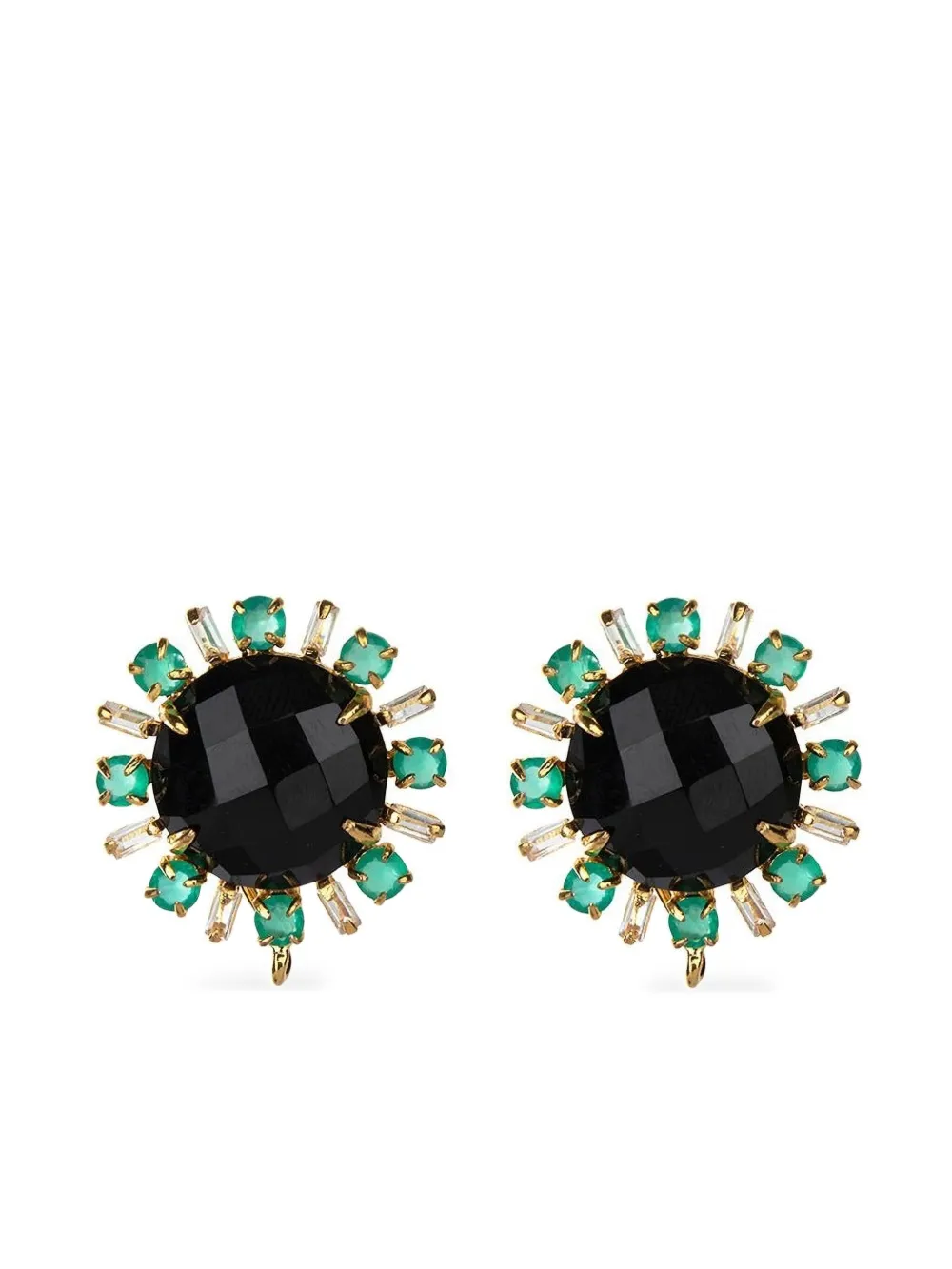 Bounkit Jewelry オニキス＆クォーツ ピアス - ゴールドトーン