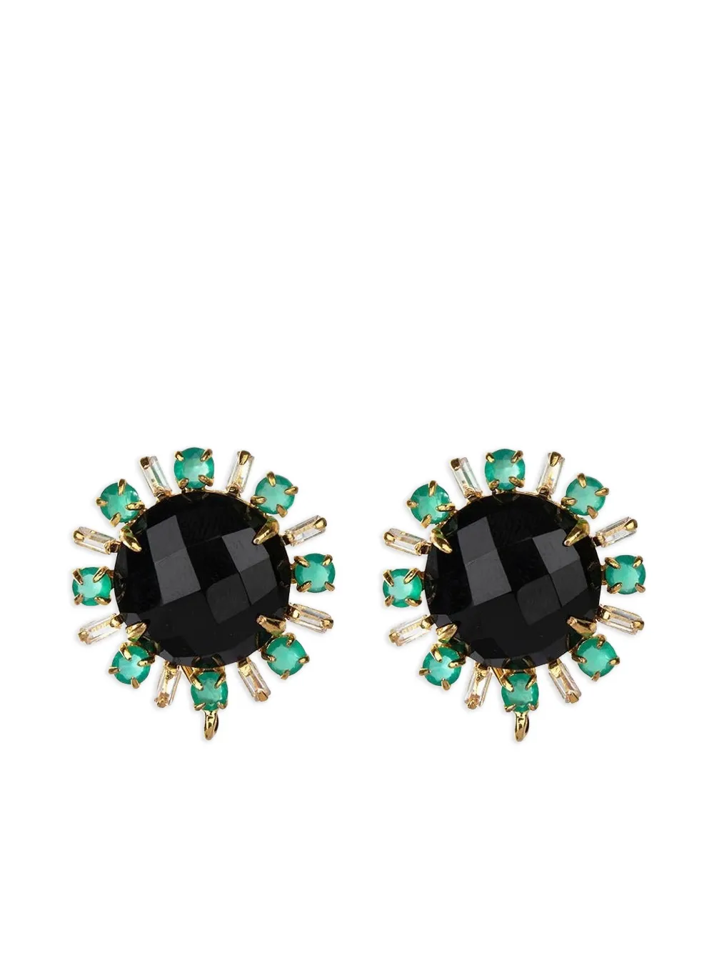 Bounkit Jewelry Oorbellen met onyx en kwarts - Goud