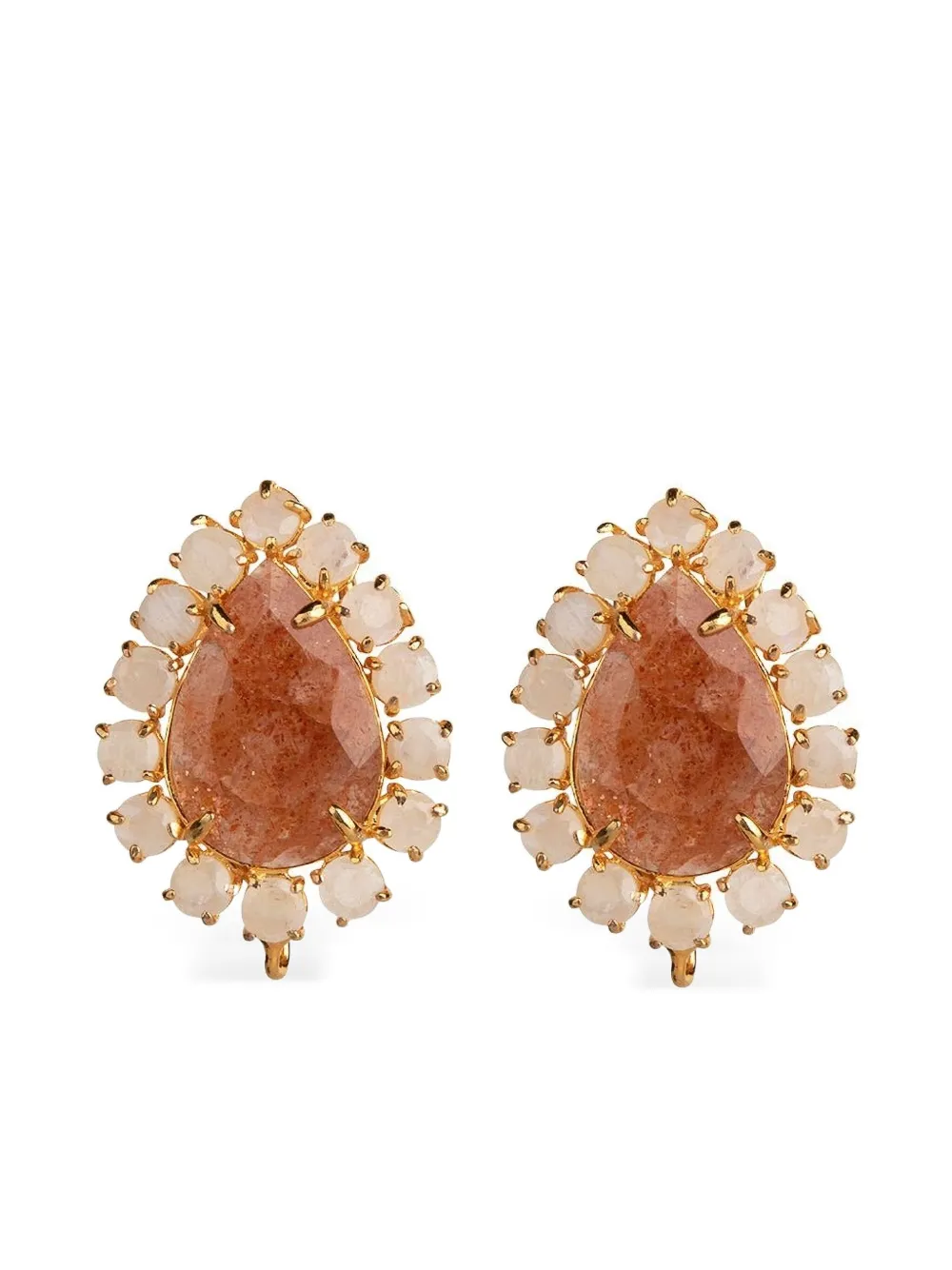 Bounkit Jewelry aretes Sunstone con piedra de luna | dorado | Image 1