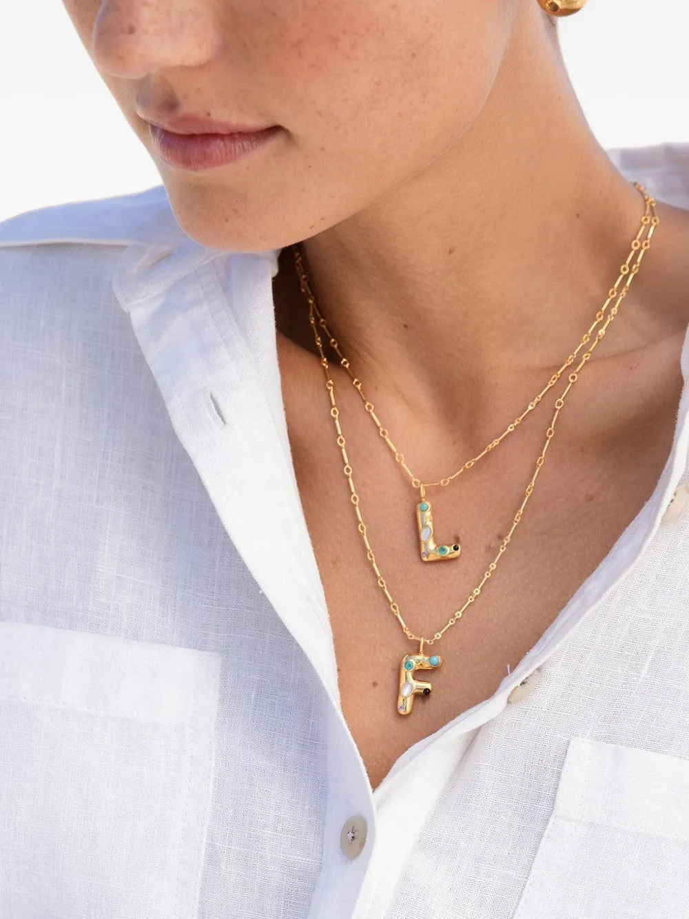 Lizzie Fortunato Confetti Letter halsketting verfraaid met stenen - Goud