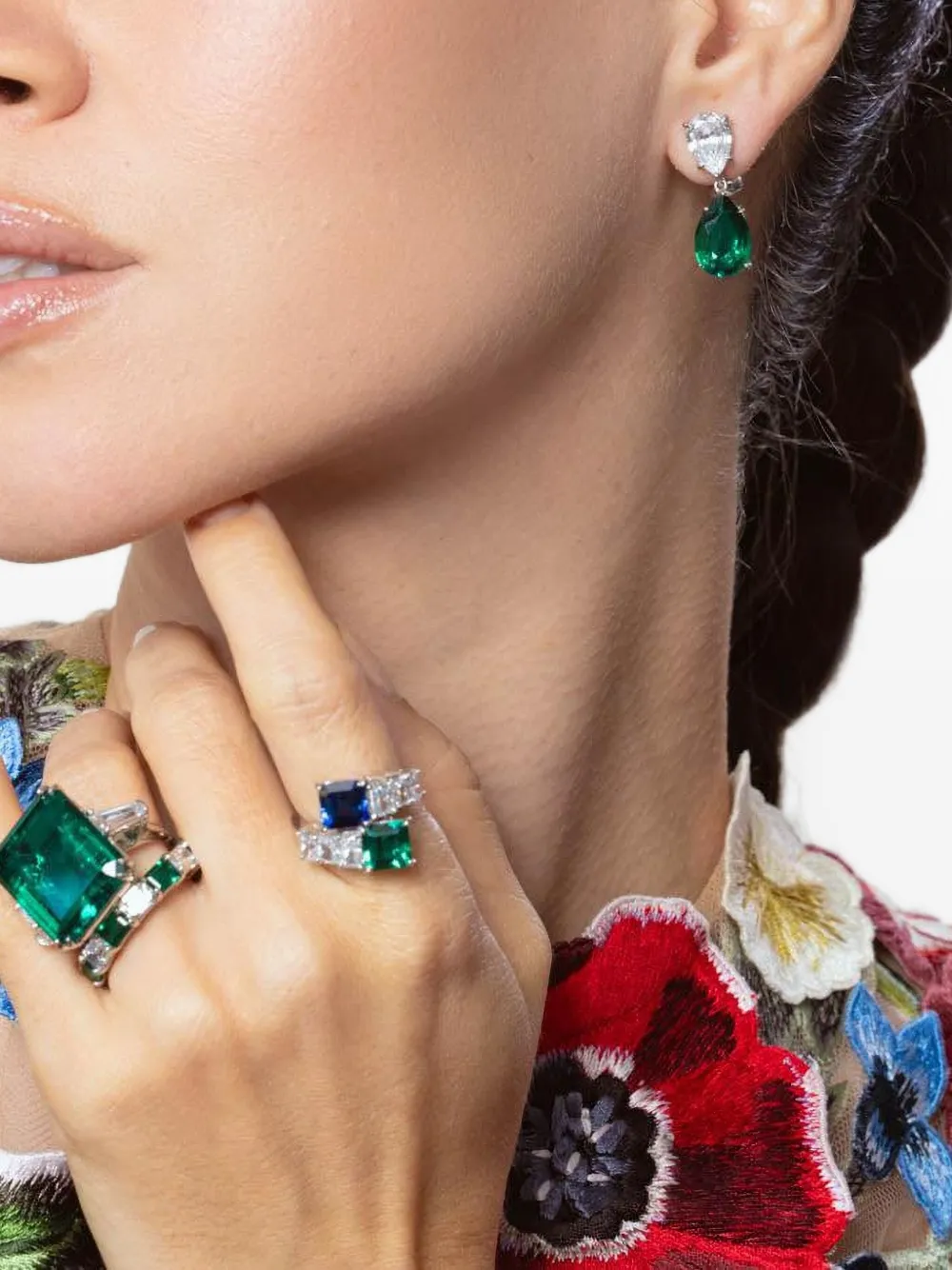 Fantasia by Deserio Oorbellen met hanger - Groen
