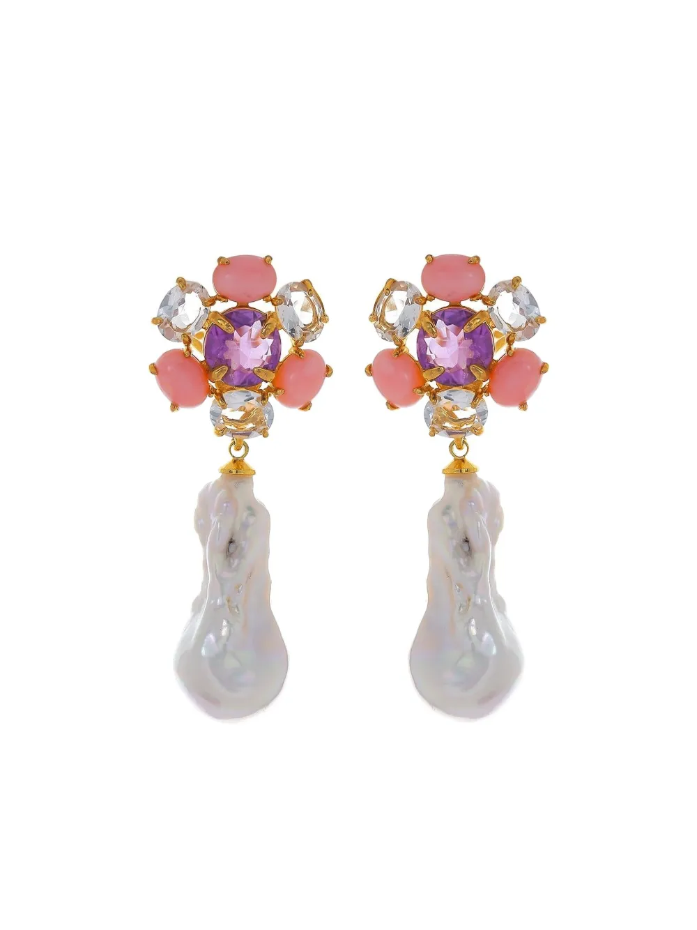 Bounkit Jewelry baroque pearl earrings - Oro
