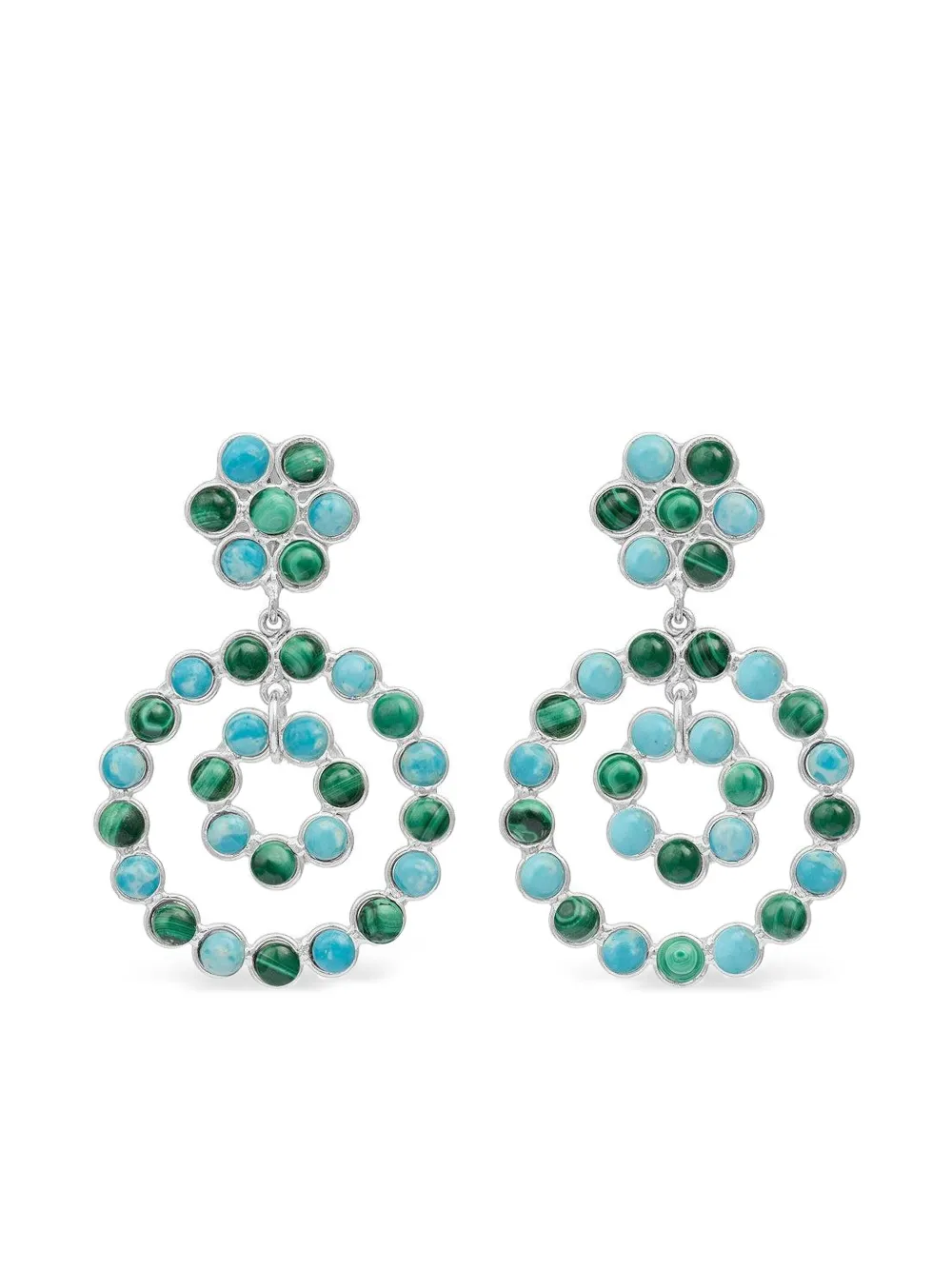 Sylvia Toledano Happy Flower malachite and larimar earrings | Silver | Image 1