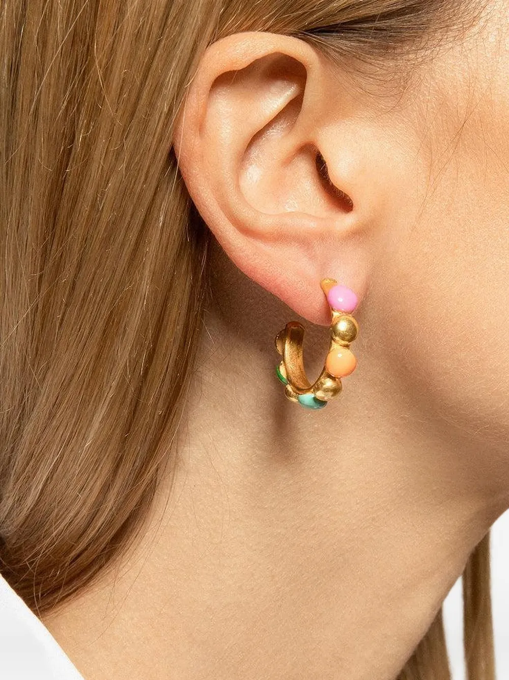 Sylvia Toledano Creole oorringen met kralen - Veelkleurig