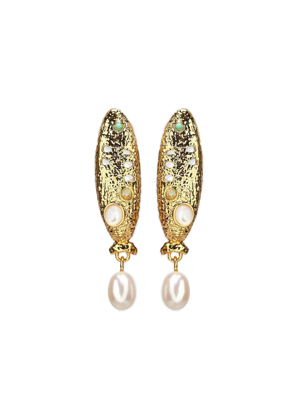 Lizzie Fortunato Sardina Hängeohrringe mit Perlen - Gold