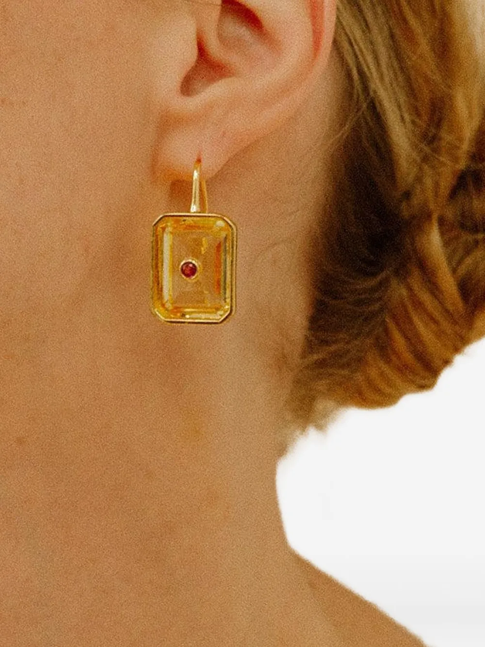 Lizzie Fortunato Tile oorbellen met citrien - Goud