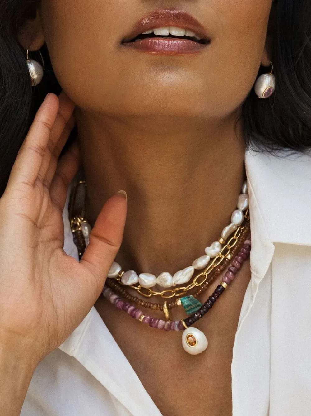 Lizzie Fortunato Oorbellen verfraaid met parels - Wit