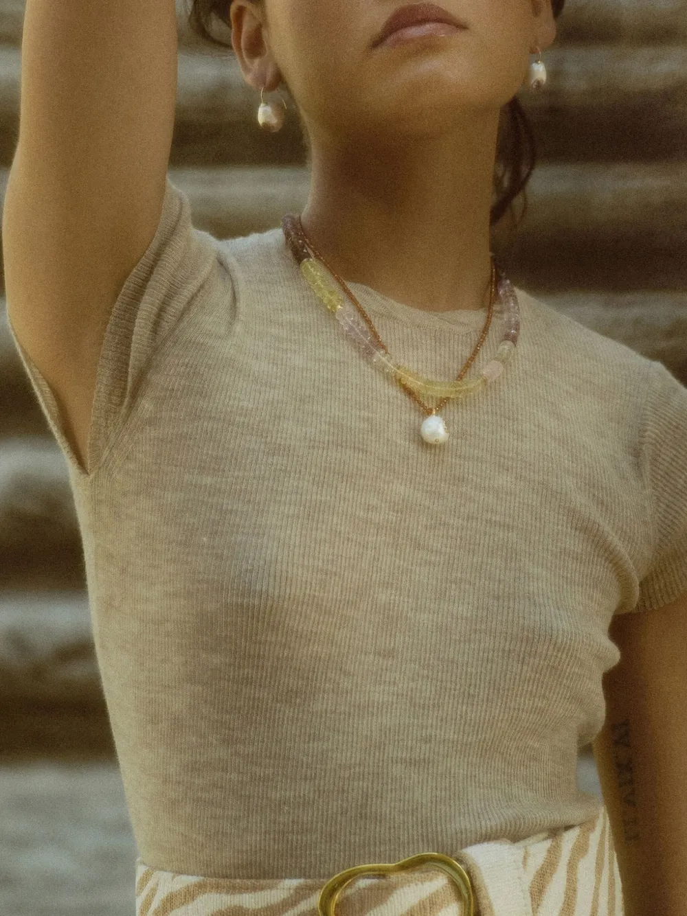 Lizzie Fortunato Pablo oorbellen met parel - Goud