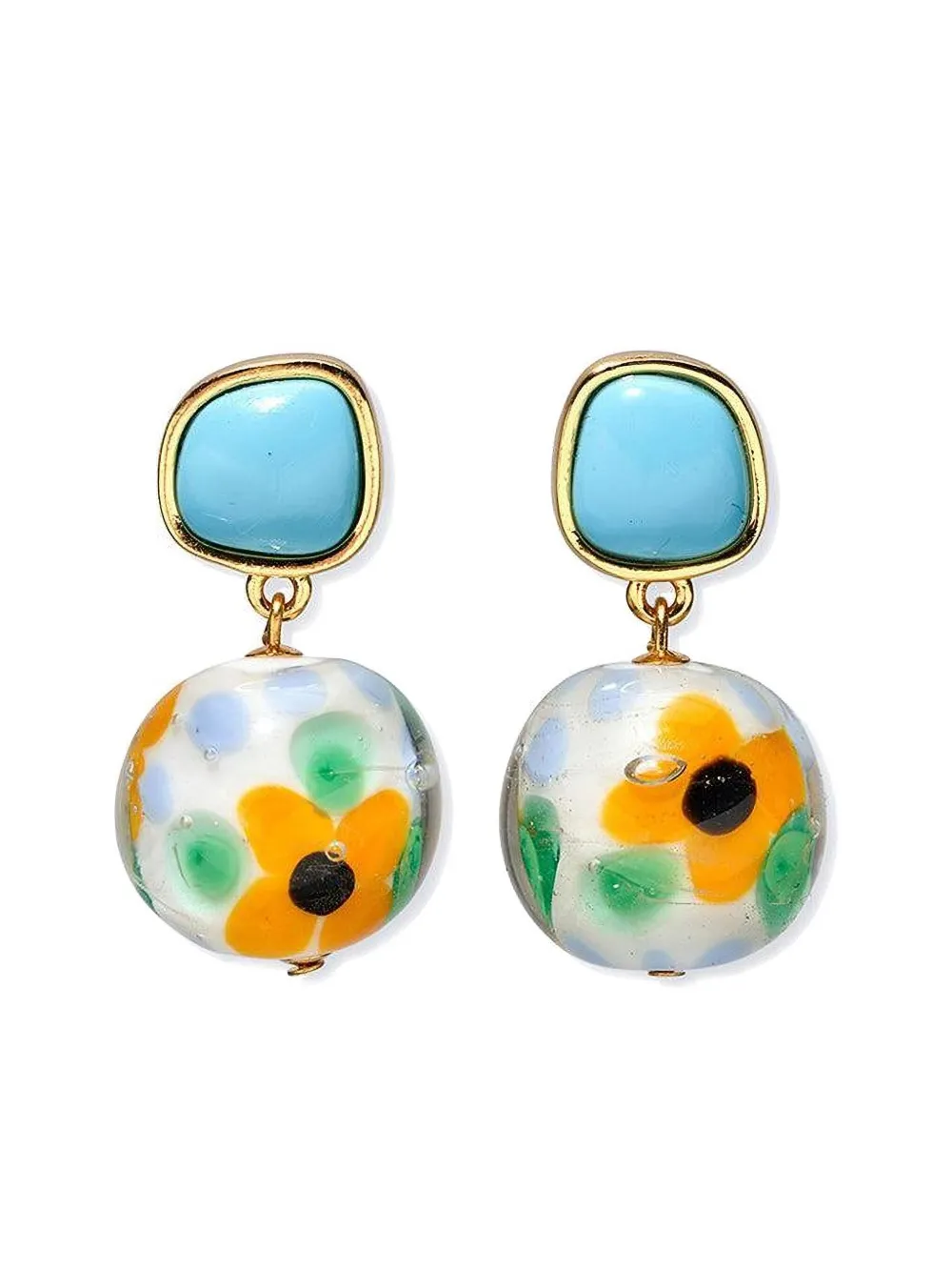Lizzie Fortunato Kado Floral Bead Drop Earrings In Gold