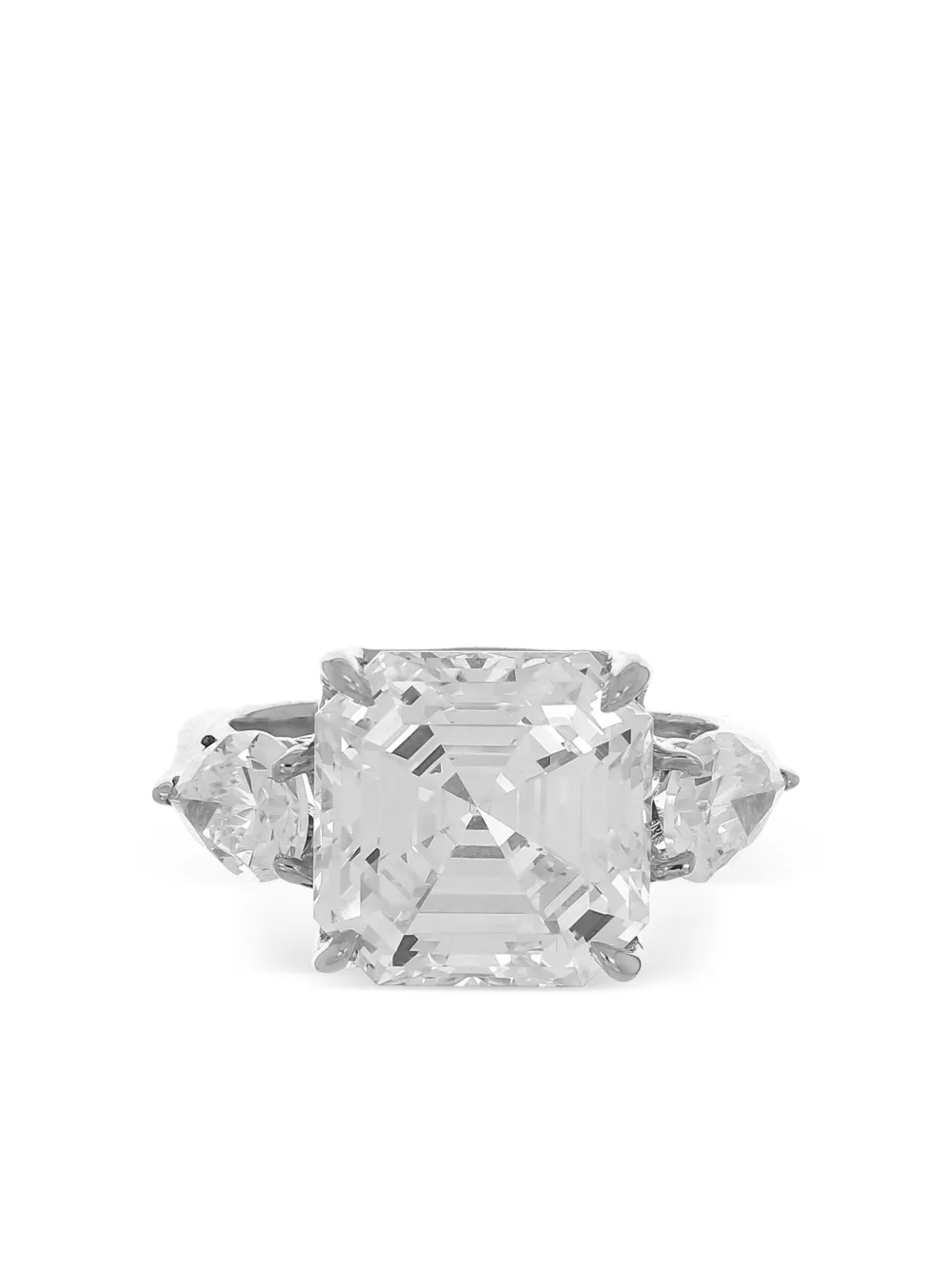 Fantasia By Deserio Square-cut Pear Side-stones Ring In Metallic