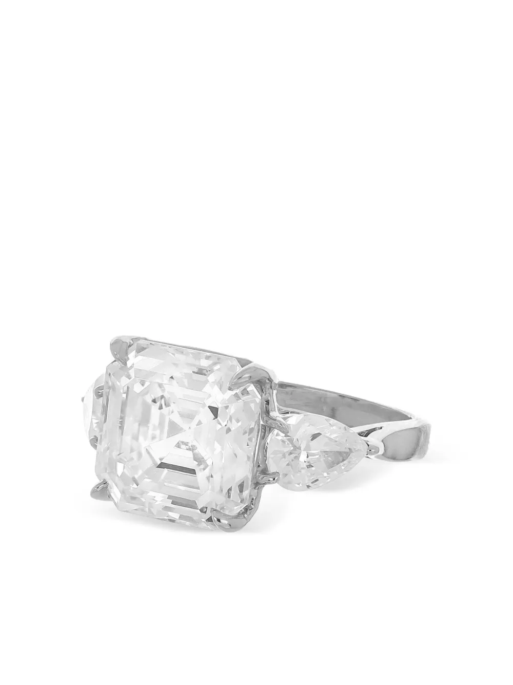 Fantasia By Deserio Square-cut Pear Side-stones Ring In Metallic