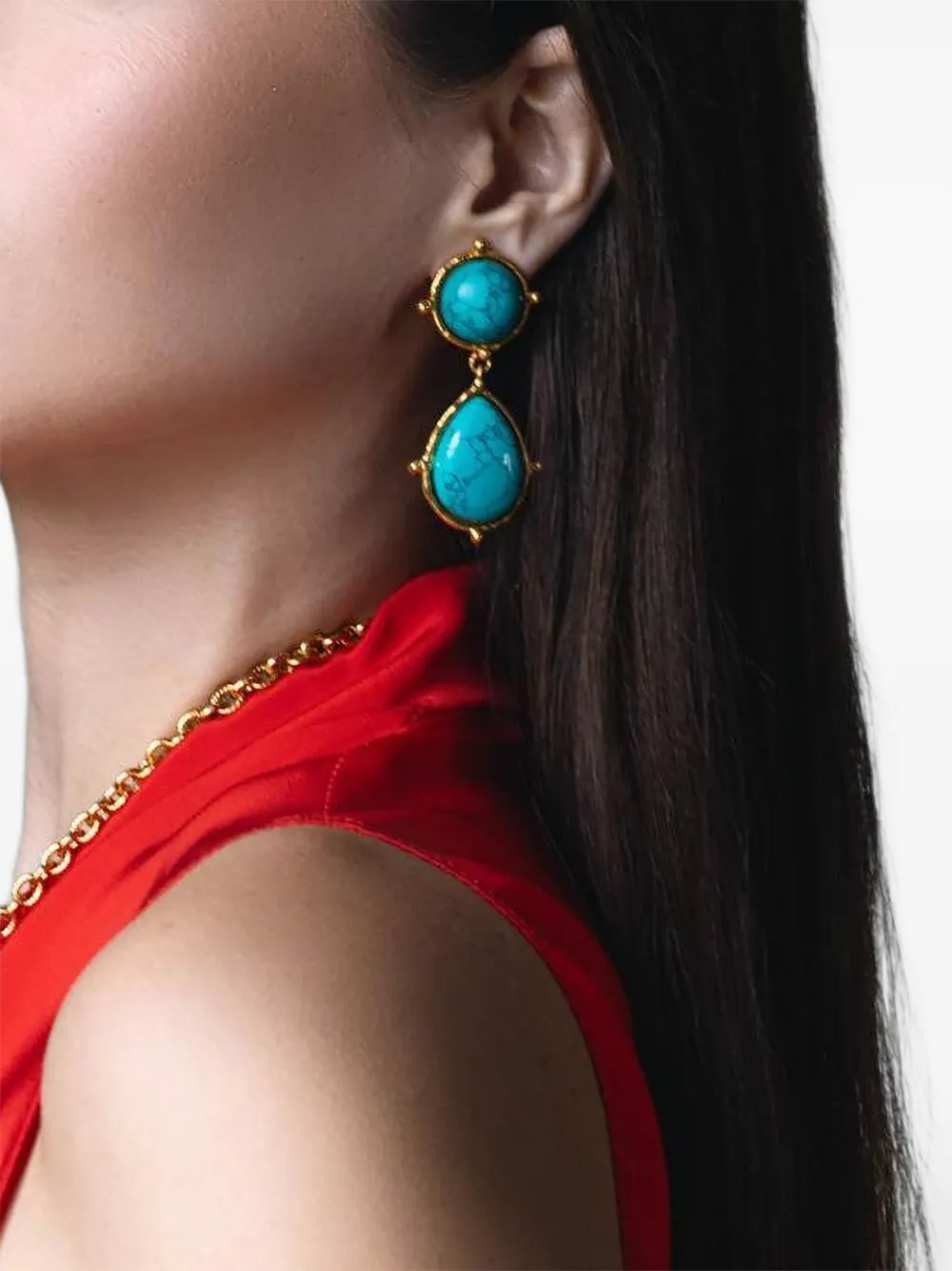 Sylvia Toledano turquoise drop earrings - Goud