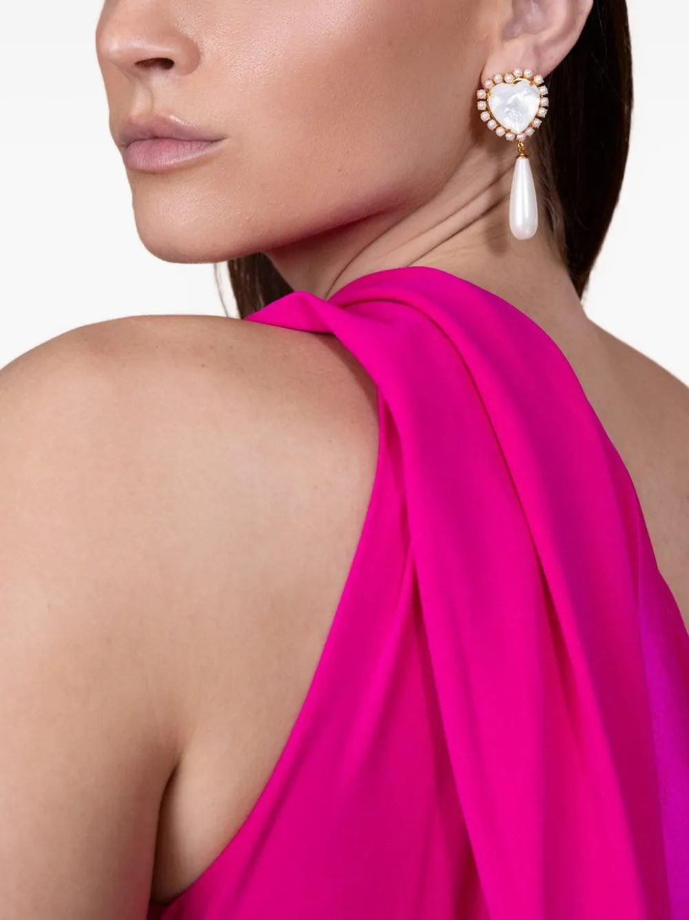 Bounkit Jewelry Heart-motif Pearl Drop Earrings In Gold