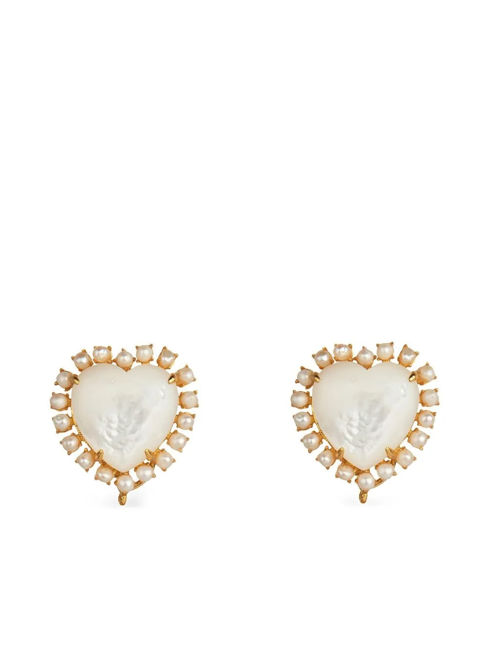 Bounkit Jewelry Heart-motif Pearl Drop Earrings In Gold