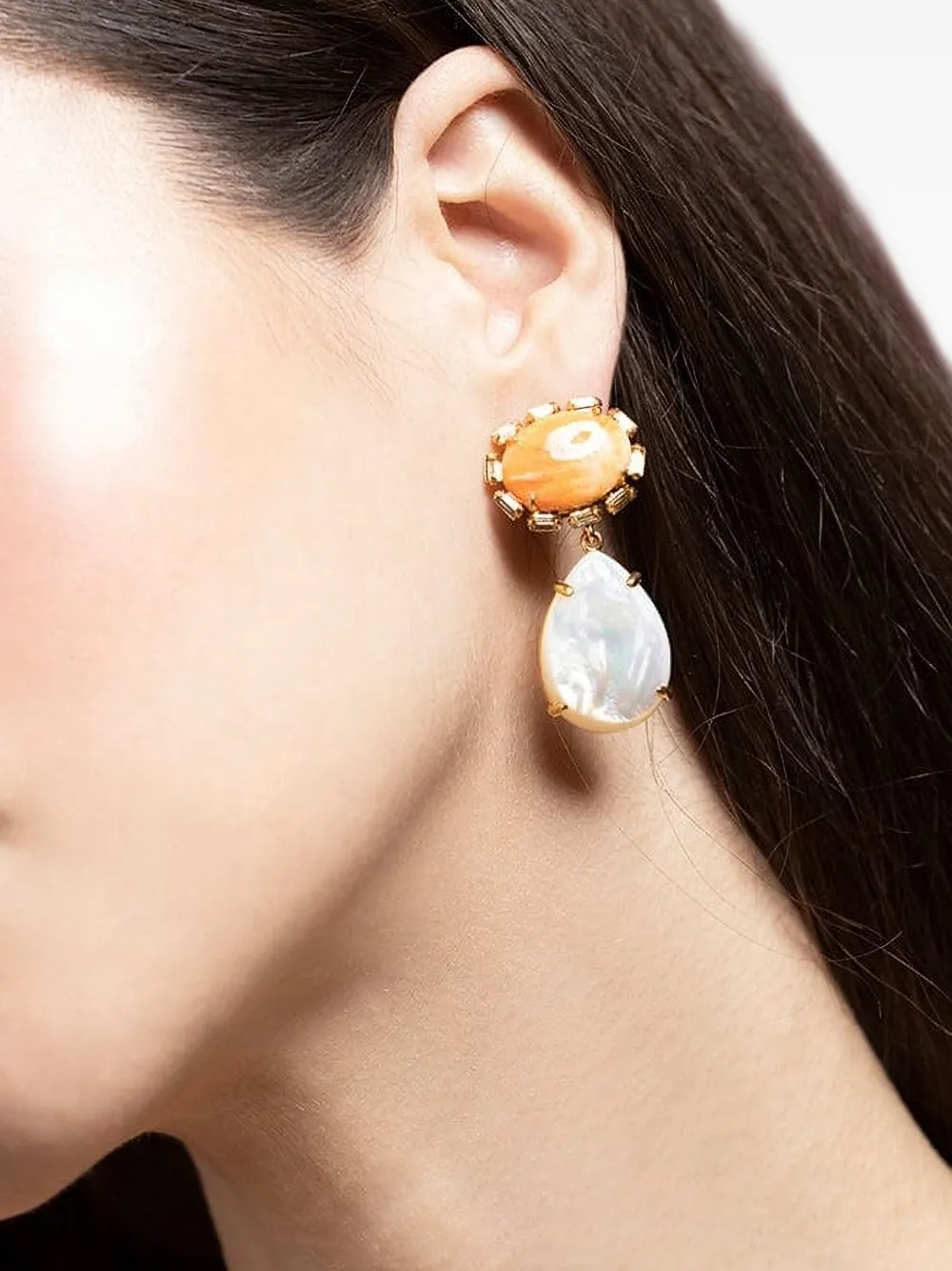 Bounkit Jewelry Oorbellen met citrien parel - Goud