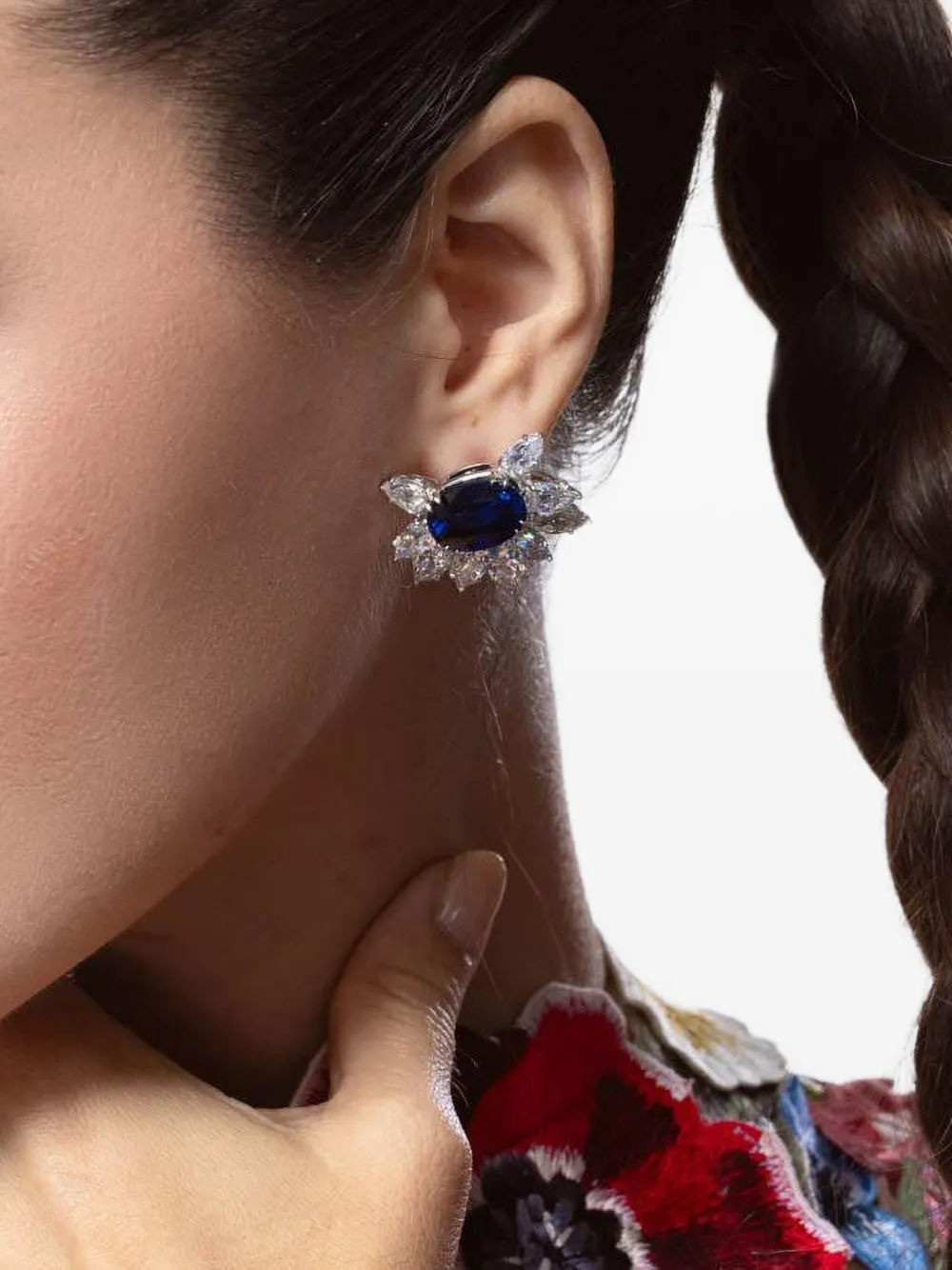Sapphire Cluster Earrings