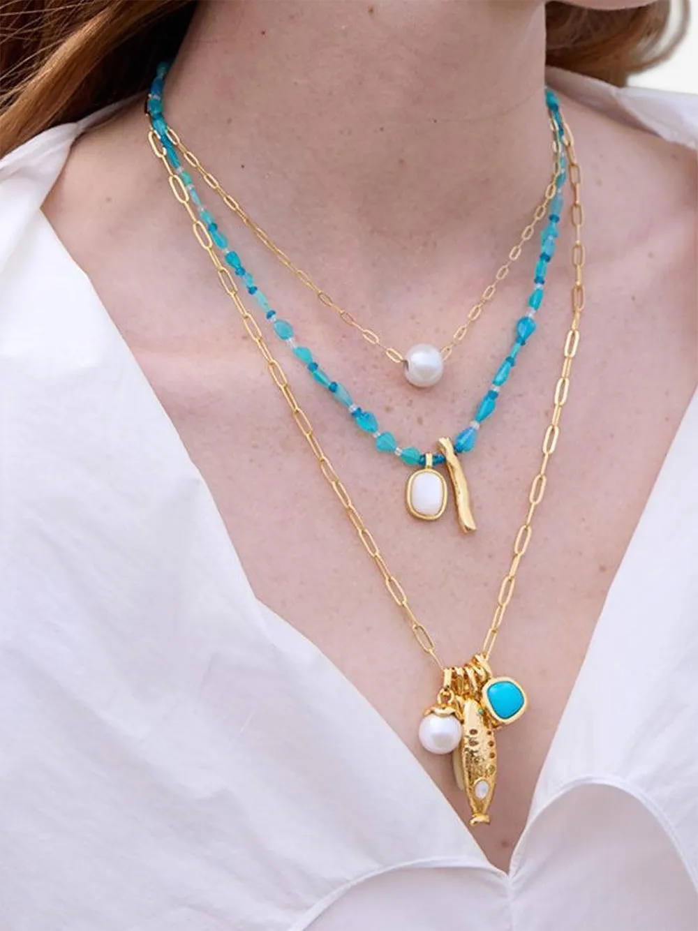 Lizzie Fortunato Halsketting met parel - Goud