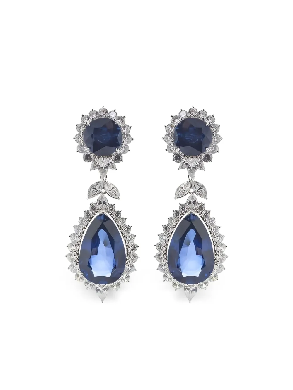 Fantasia By Deserio Sapphire Pear-shape Drop Earrings In Metallic
