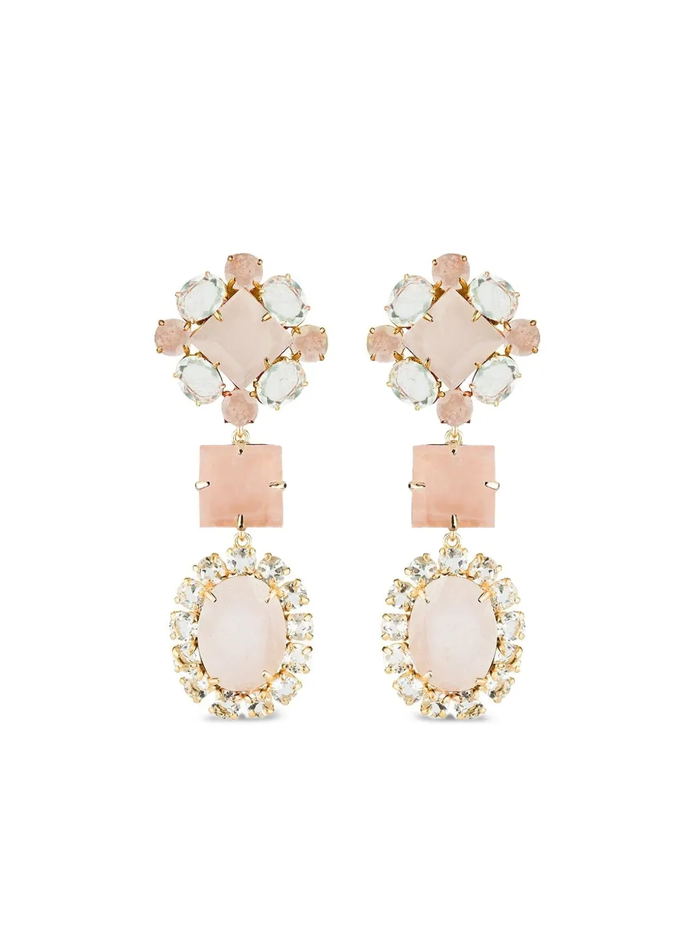 Bounkit Jewelry quartz and amethyst drop earrings - Pink