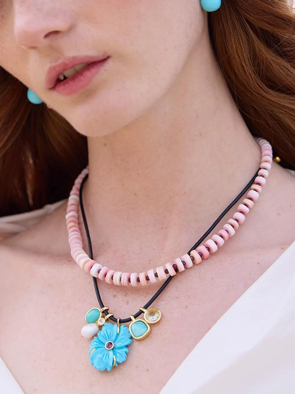 Lizzie Fortunato Flower-motif Multi-stone Embellishment Necklace In Multi