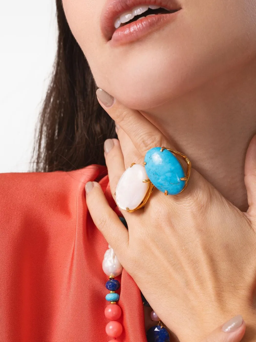 Bounkit Jewelry Celine oval-stone ring - Goud