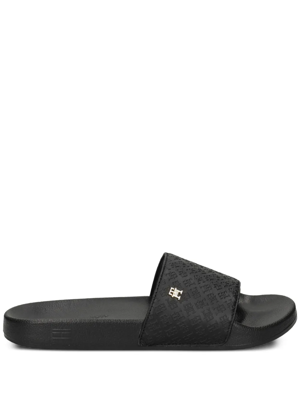Tommy Hilfiger monogram-embossed slides Black