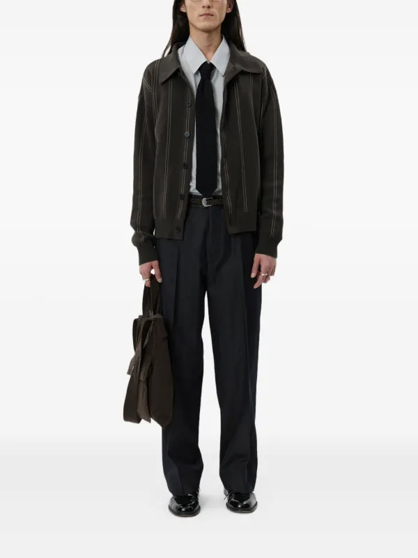 Mfpen Pinstripe Collared Cardigan | Brown | FARFETCH AO