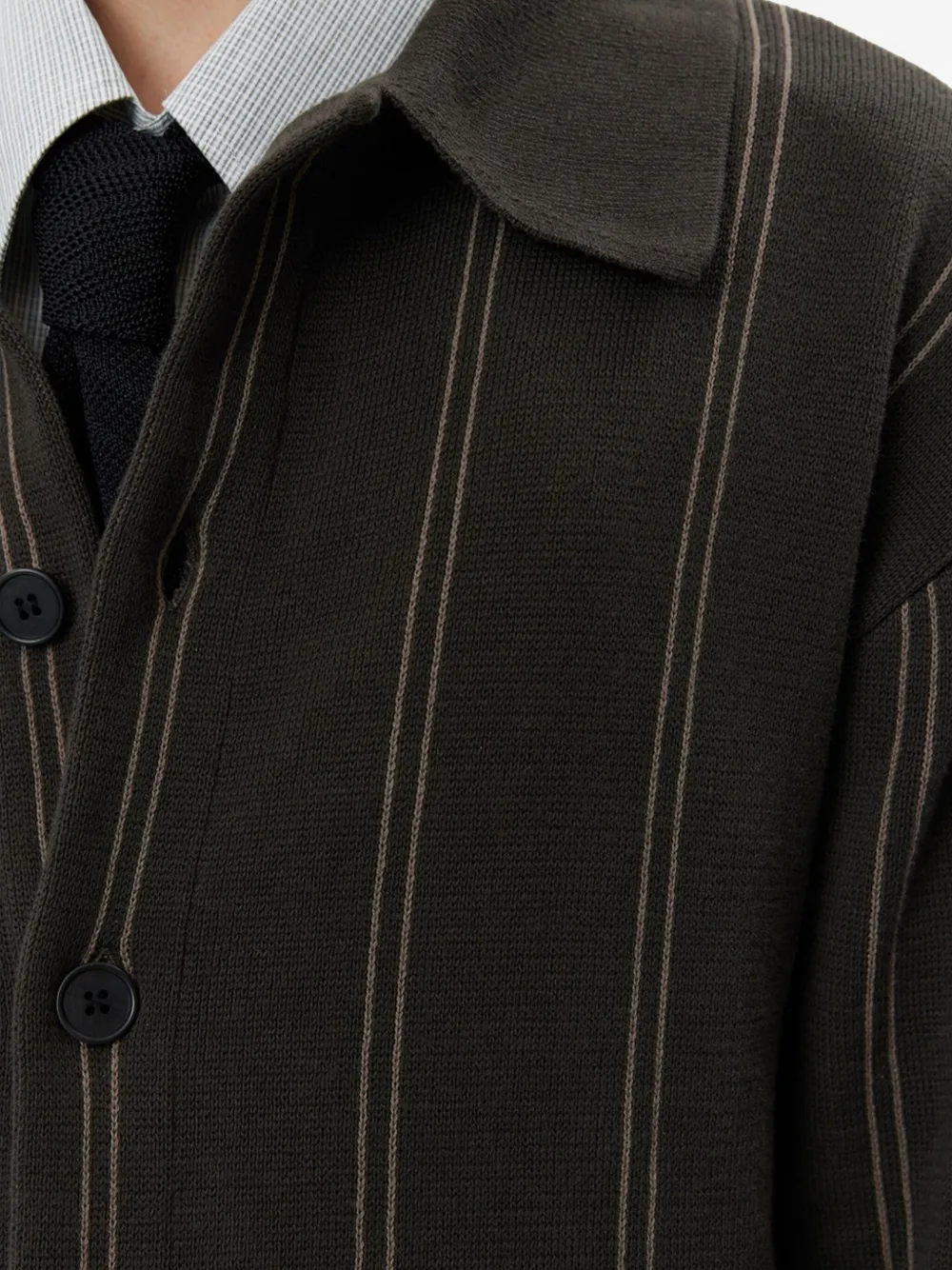 Pinstripe Collared Cardigan