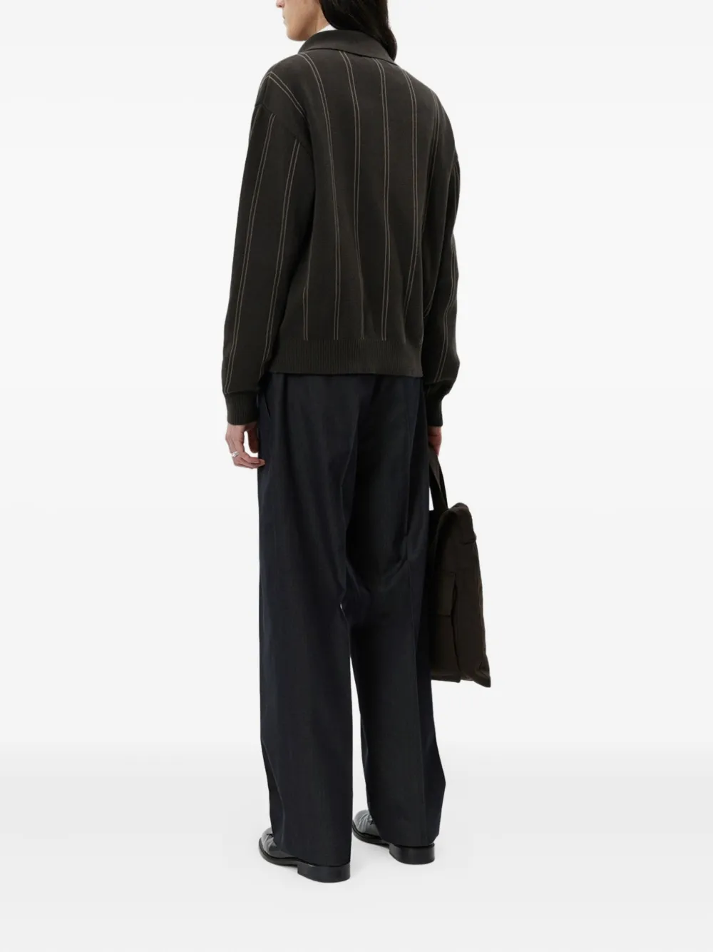 Pinstripe Collared Cardigan