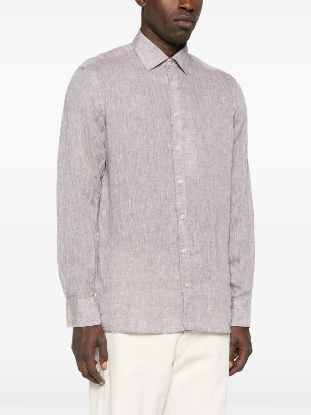 Sand Textured Linen Shirt In Neutral