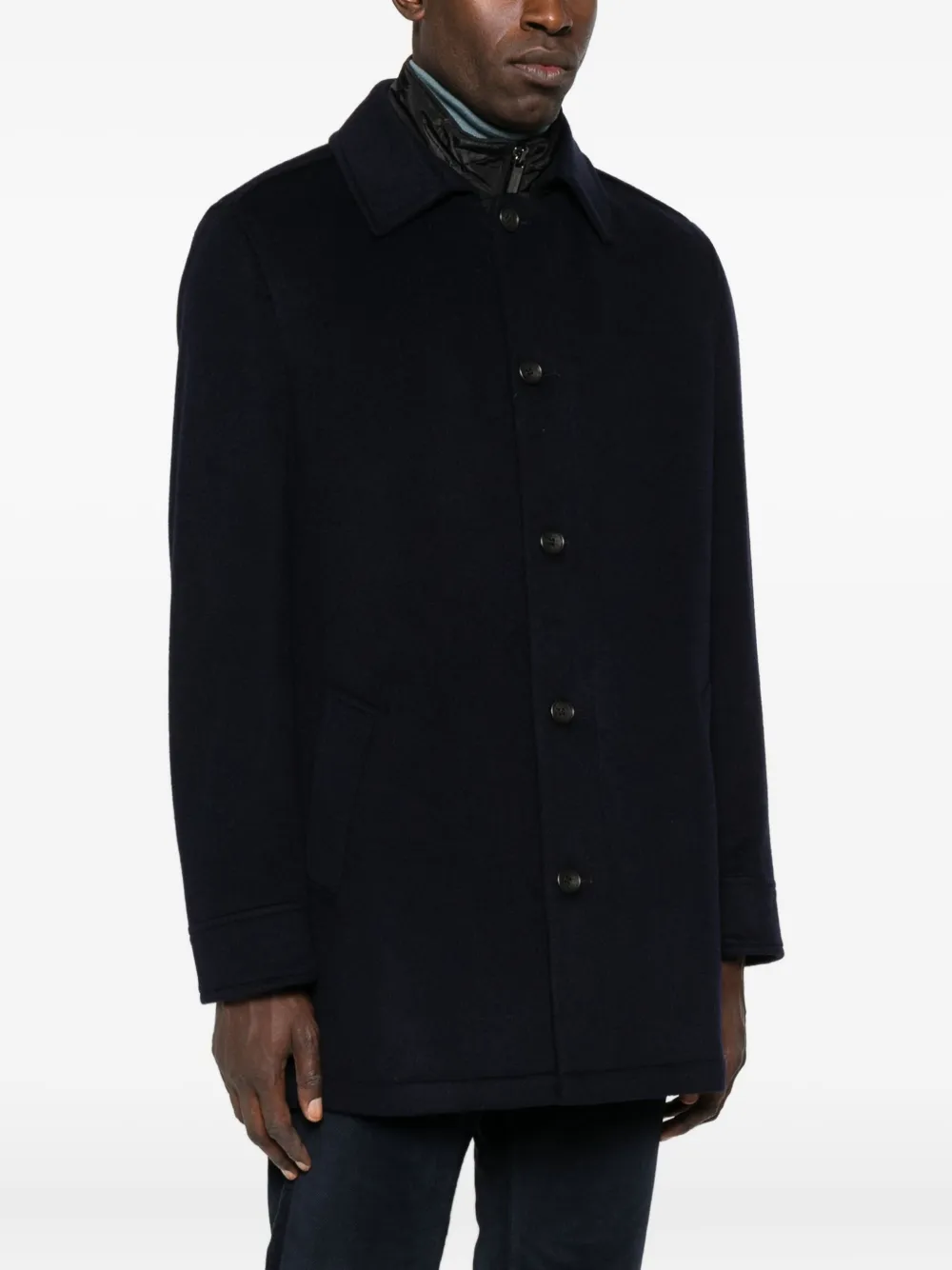 Sand Layered Coat In Blue