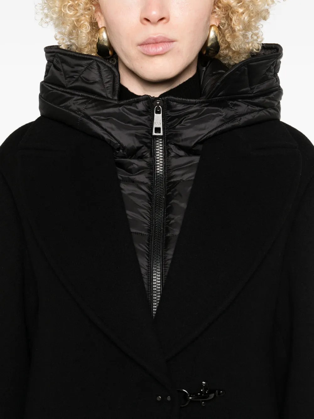 Fay Women Double Front Coat In Wool And Cashmere In Black