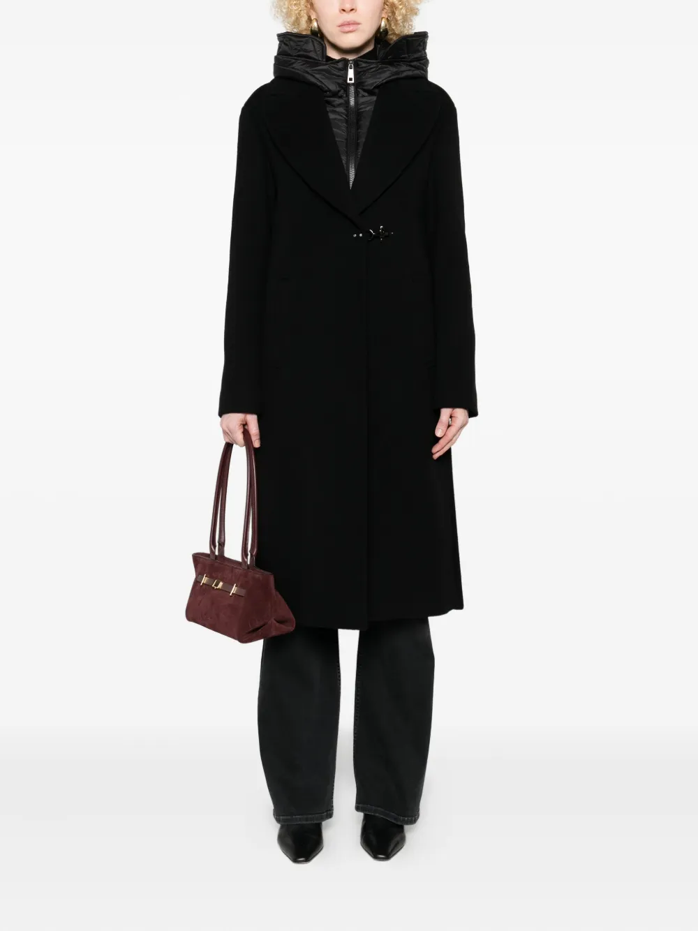 Fay Women Double Front Coat In Wool And Cashmere In Black