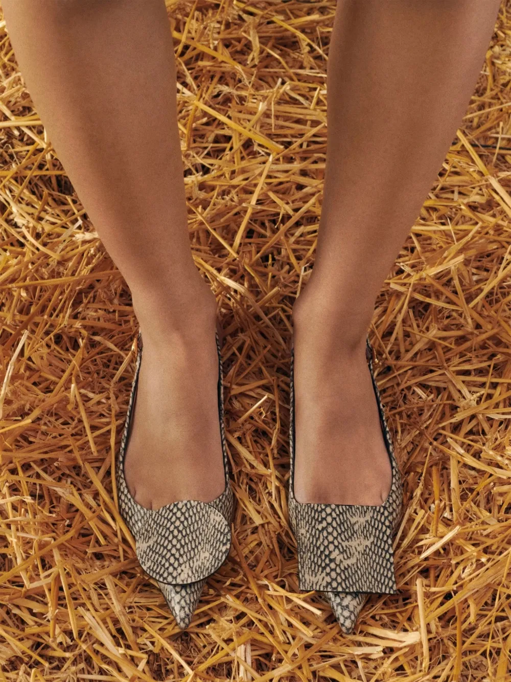 Jacquemus snakeskin-print slingback pumps Neutrals