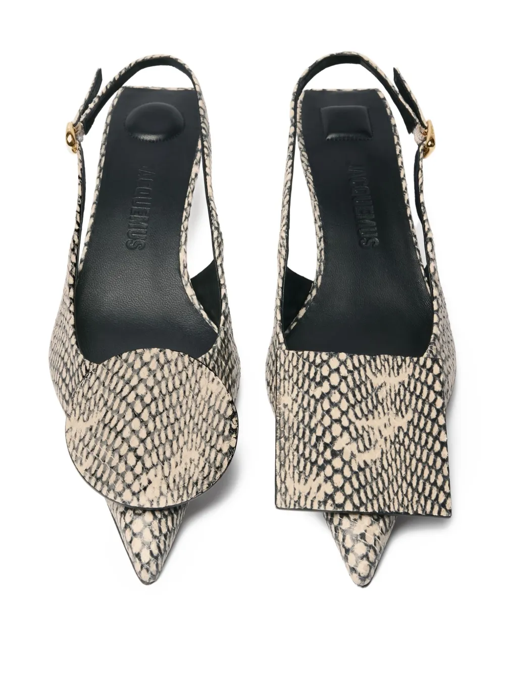 Jacquemus snakeskin-print slingback pumps Neutrals