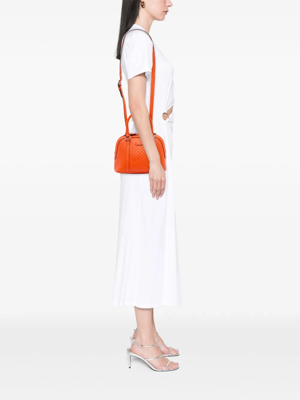 Pre-owned Gucci 2016-2025 Mini Microssima Dome Satchel In Orange